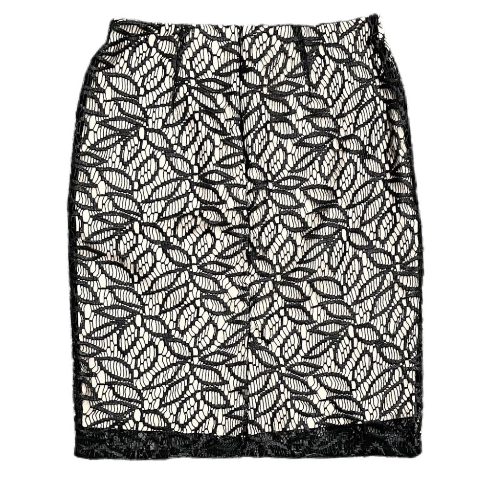 Ann Taylor Beige And Black Floral Lace Pencil Skirt - Picture 2 of 2